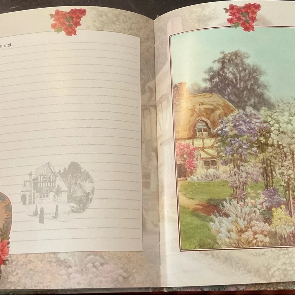 Beautiful Floral Journal with Hand Crafted Beaded Pen. Country Cottage Themed